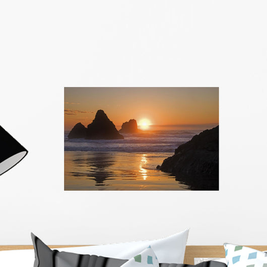 Orange Sunset behind Offshore Wall Decal