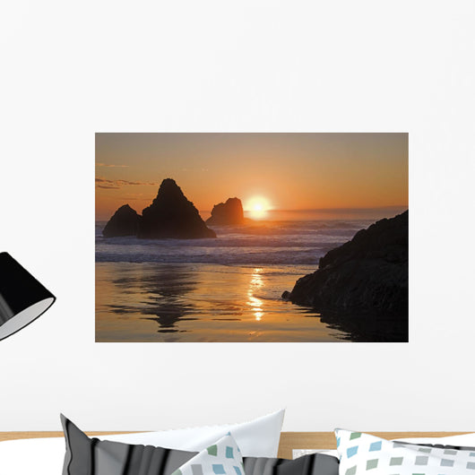 Orange Sunset behind Offshore Wall Decal