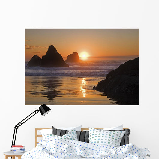 Orange Sunset behind Offshore Wall Decal