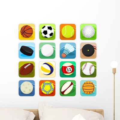 Set Ball Icons Sport Wall Decal shown on a wall