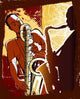 Saxophonists on a Grunge Background Wall Mural