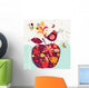 cute apple and bird Wall Mural