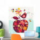 cute apple and bird Wall Mural