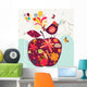 cute apple and bird Wall Mural
