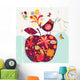 cute apple and bird Wall Mural