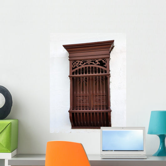 Old Colonial Brown Window Wall Mural