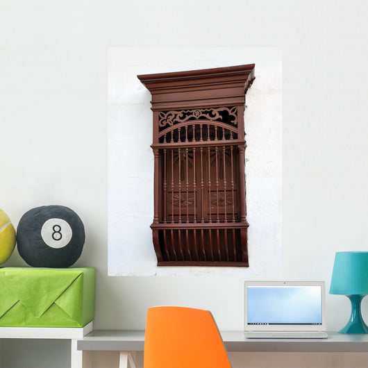 Old Colonial Brown Window Wall Mural