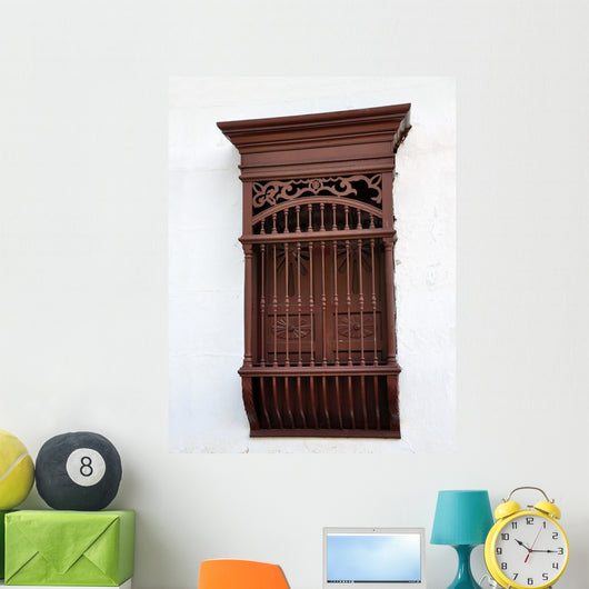 Old Colonial Brown Window Wall Mural