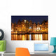 Amsterdam waterfront houses at night, The Netherlands Wall Mural