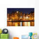 Amsterdam waterfront houses at night, The Netherlands Wall Mural