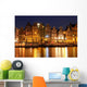 Amsterdam waterfront houses at night, The Netherlands Wall Mural