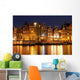 Amsterdam waterfront houses at night, The Netherlands Wall Mural