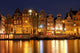 Amsterdam waterfront houses at night, The Netherlands Wall Mural