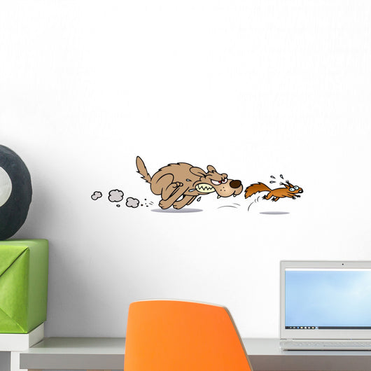 Dog Chasing Squirrel Wall Decal