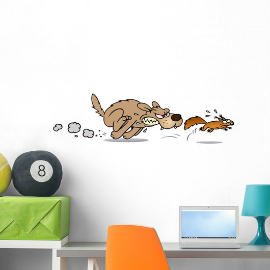 Dog Chasing Squirrel Wall Decal
