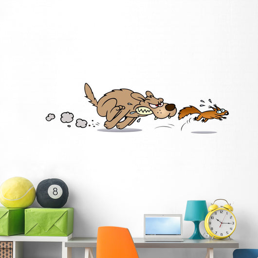 Dog Chasing Squirrel Wall Decal