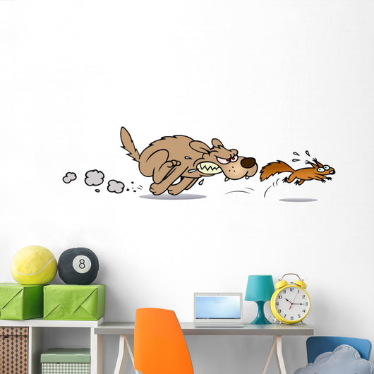 Dog Chasing Squirrel Wall Decal