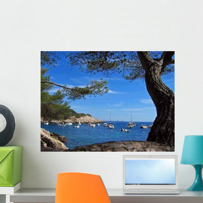Mediterranean Bay Wall Decal shown on a wall
