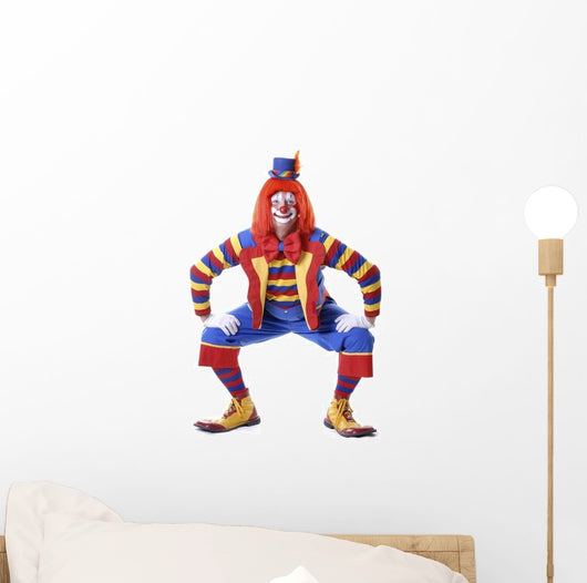 Squatting Circus Clown Wall Decal
