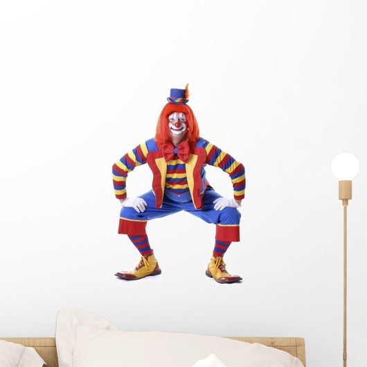 Squatting Circus Clown Wall Decal