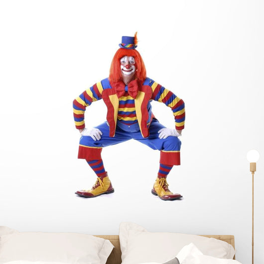 Squatting Circus Clown Wall Decal