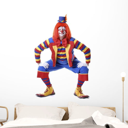 Squatting Circus Clown Wall Decal