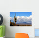 high desert with cactus,mountains and clouds Wall Mural