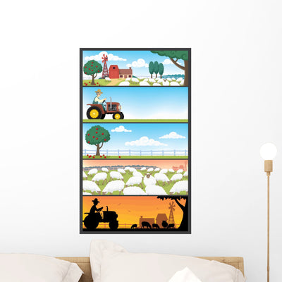 Farm Landscapes Wall Mural shown on a wall