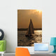 Silhouette of a Sailing Boat at Sunset Wall Mural