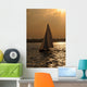 Silhouette of a Sailing Boat at Sunset Wall Mural