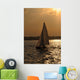Silhouette of a Sailing Boat at Sunset Wall Mural