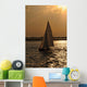 Silhouette of a Sailing Boat at Sunset Wall Mural