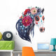 Watercolor Horse with Flowers Portrait Wall Decal