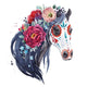 Watercolor Horse with Flowers Portrait Wall Decal