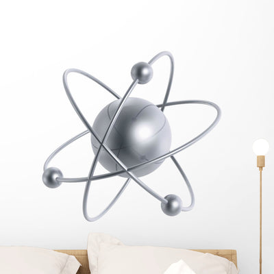 Atom Structure Wall Decal shown on a wall