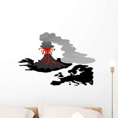 Iceland Volcano Wall Decal shown on a wall