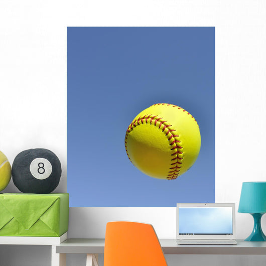 Yellow Softball in the Air Wall Mural