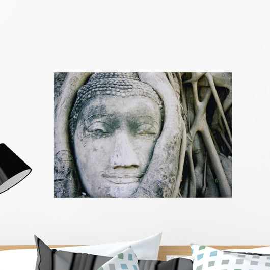 ayuthaya buddhas head banyan tree Wall Mural
