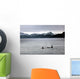 Orcas and mountain scene in Alaska Wall Mural