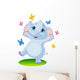 Baby Elephant Dancing With Butterflies Wall Decal