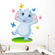 Baby Elephant Dancing With Butterflies Wall Decal