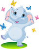 Baby Elephant Dancing With Butterflies Wall Decal