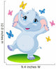 Baby Elephant Dancing With Butterflies Wall Decal