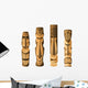 Four Different Wooden Hawaii Tikis Wall Decal