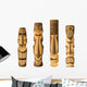 Four Different Wooden Hawaii Tikis Wall Decal