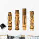 Four Different Wooden Hawaii Tikis Wall Decal