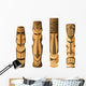 Four Different Wooden Hawaii Tikis Wall Decal