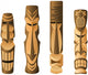 Four Different Wooden Hawaii Tikis Wall Decal