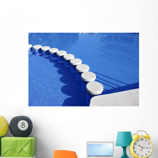 blue swimming pool round tiles way Wall Mural