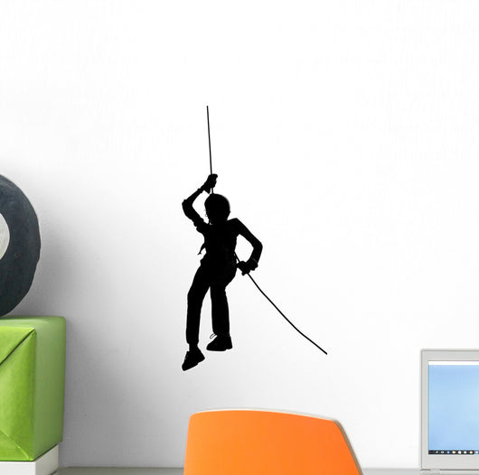 Outline of Person Abseiling Wall Decal